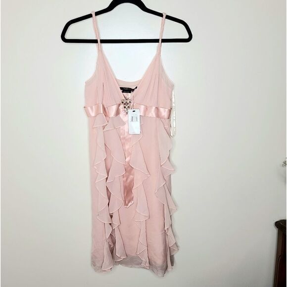 BCBG MaxAzria | NWT Silk Blush Ruffle Dress - Picture 1 of 6